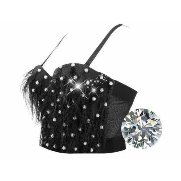 Бюстие с пера, камъни и перли