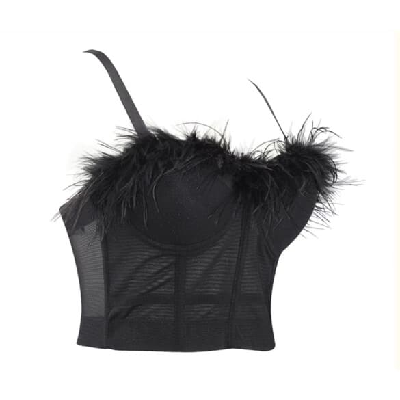 Черно бюстие с пух